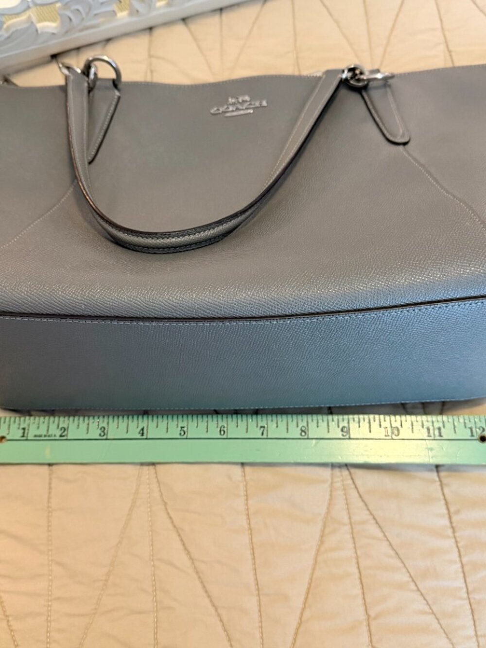 COACH Crossgrain Leather Ava Shoulder Tote Heather Gray w/Hangtag F57526 - Picture 5 of 12